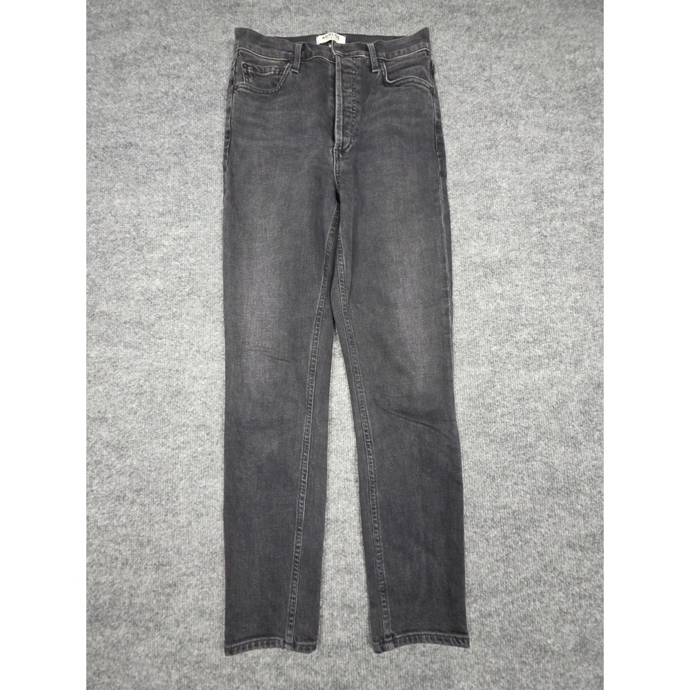 AGOLDE Nico Jeans Womens 25 (26x26) Black High Rise Slim Straight Button Fly